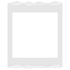 Photo frame with ripped edges on transparent background