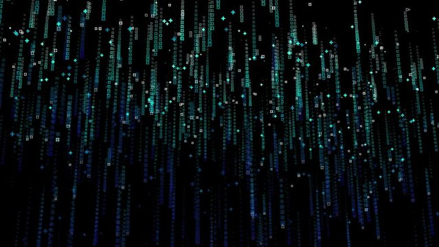 data matrix in cyberspace, matrix style motion graphics, digital data animation background