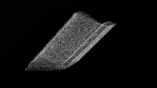3D book rotates on black bg. Scientific educational information concept. For title, text, presentation. 3D model bible. Object dissolved flickering particles. 3d animation 60 FPS