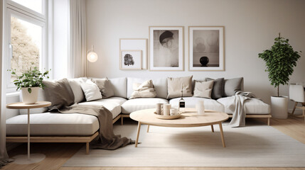 Scandinavian Indoor Design: Inspiring Real-Estate Rooms, Nature-Inspired new modern loft apartment. 3d rendering
Generative AI