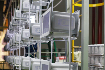 Closeup view of microwave oven bodies.