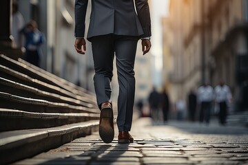 Businessman walking on the street in the city. Business concept