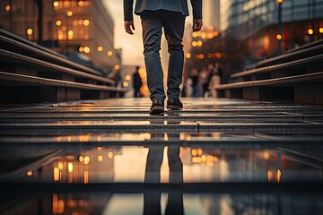 Businessman walking on the street in the city. Business concept