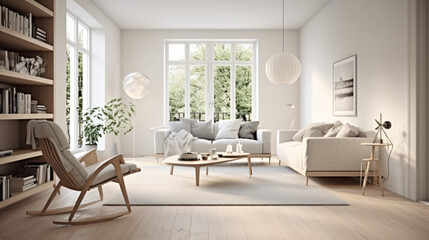 Scandinavian Indoor Design: Inspiring Real-Estate Rooms, Nature-Inspired new modern loft apartment. 3d rendering
Generative AI