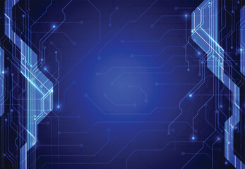 Abstract background with technology circuit board texture. Artificial intelligence electronic board. Communication and engineering concept. Vector illustration