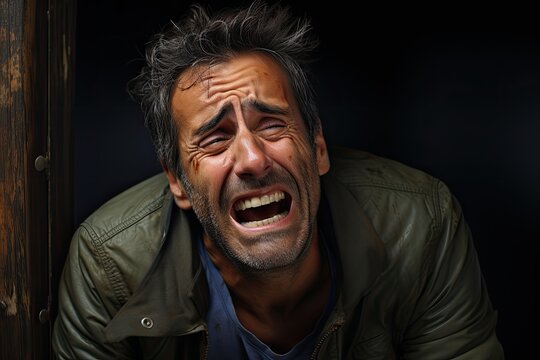 A Man Crying With Blood On His Face