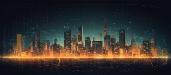 Obraz na płótnie Canvas Abstract city background. Futuristic technology style. Generative AI illustration