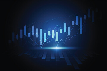 Fototapeta Business candle stick graph chart of stock market investment trading on white background design. Bullish point, Trend of graph. Vector illustration obraz