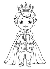 Prince coloring page. Coloring page prince in a crown and royal clothes.