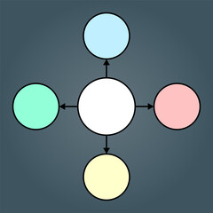 empty diagram, circles with arrows, vector illustration 