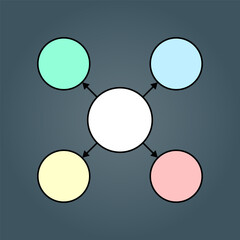 empty diagram, circles with arrows, vector illustration 