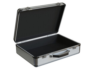 Empty open briefcase 3d rendering - obrazy, fototapety, plakaty