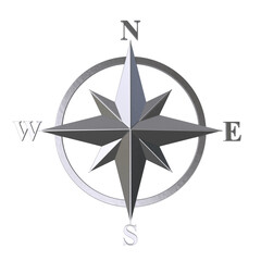 Fototapeta premium Silver metallic compass 3d rendering