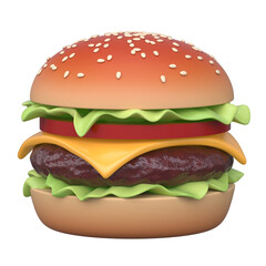 Hamburger, cartoon cheesburger 3d rendering
