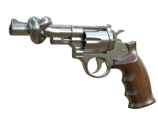 gun tied in a knot 3d rendering