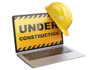 Laptop under construction 3d rendering