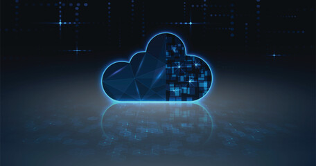 Cloud computing technology concept. Abstract digital blue background. Vector illustration.