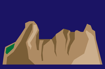brown mountains on blue background