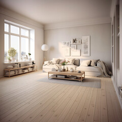 Scandinavian Indoor Design: Inspiring Real-Estate Rooms, Nature-Inspired new modern loft apartment. 3d rendering
Generative AI