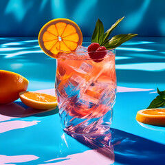 colorful cocktail with summer background