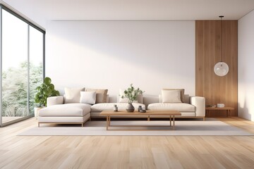 Stylish interior of modern living room with light wall,Generative AI - obrazy, fototapety, plakaty
