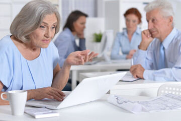 Fototapeta premium senior business woman working in light office