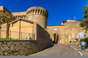 Fototapeta na wymiar Volterra, Italy. Fortress gate and Medici fortress