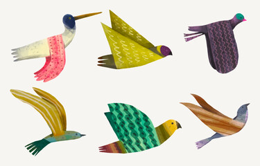 Birds, watercolor painting. vector illustration of animal collection. isolated. freedom concept artwork. © Jorm Sangsorn