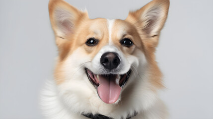 smiling border collie puppy on white background created with Generative AI