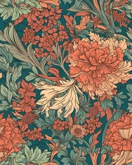Foto op Canvas Seamless pattern with beautiful flowers in neutral pastel colors, generative ai © Henryzoom