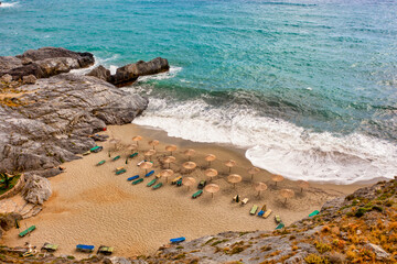 Amazing Ammoudi, Ammoudaki, Damnoni beaches in Crete island, Greece near famous resort of Plakias