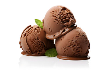 scoops of chocolate ice-cream, white isolated background
