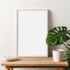 blank notebook with green plant