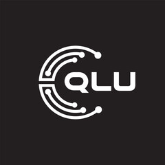 QLU letter technology logo design on black background. QLU creative initials letter IT logo concept. QLU setting shape design.
