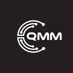 QMM letter technology logo design on black background. QMM creative initials letter IT logo concept. QMM setting shape design.
