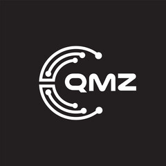 QMZ letter technology logo design on black background. QMZ creative initials letter IT logo concept. QMZ setting shape design.
