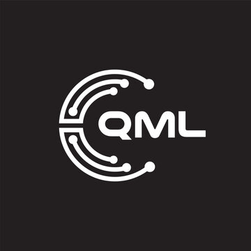 QML letter technology logo design on black background. QML creative initials letter IT logo concept. QML setting shape design.
