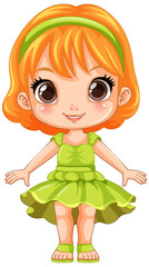 Adorable Girl in Cute Dress Vector