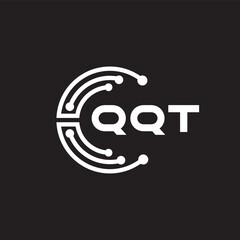 QQT letter technology logo design on black background. QQT creative initials letter IT logo concept. QQT setting shape design.
