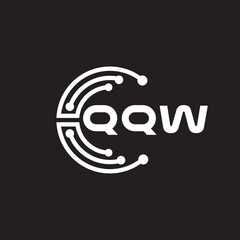 QQW letter technology logo design on black background. QQW creative initials letter IT logo concept. QQW setting shape design.
