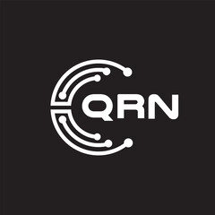 QRN letter technology logo design on black background. QRN creative initials letter IT logo concept. QRN setting shape design.
