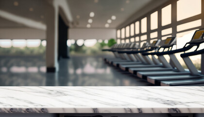 Table background of free space and gym interior.
