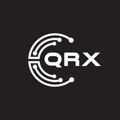 QRX letter technology logo design on black background. QRX creative initials letter IT logo concept. QRX setting shape design.
