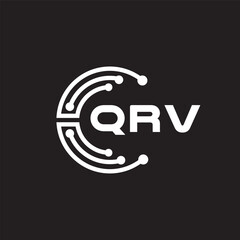 QRV letter technology logo design on black background. QRV creative initials letter IT logo concept. QRV setting shape design.
