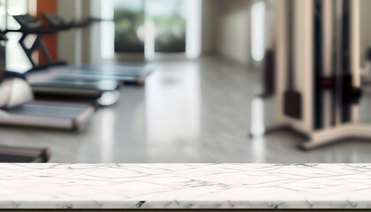 Table background of free space and gym interior.