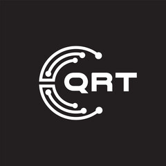 QRT letter technology logo design on black background. QRT creative initials letter IT logo concept. QRT setting shape design.
