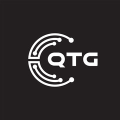 QTG letter technology logo design on black background. QTG creative initials letter IT logo concept. QTG setting shape design.
