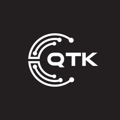 QTK letter technology logo design on black background. QTK creative initials letter IT logo concept. QTK setting shape design.
