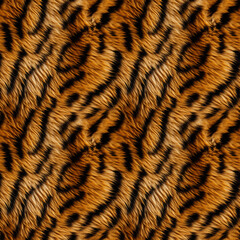 Fototapeta premium Tiger fur, seamless pixel perfect pattern texture.