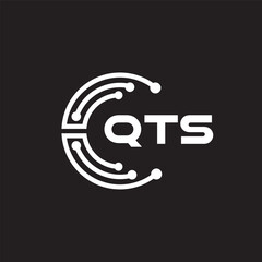 QTS letter technology logo design on black background. QTS creative initials letter IT logo concept. QTS setting shape design.
